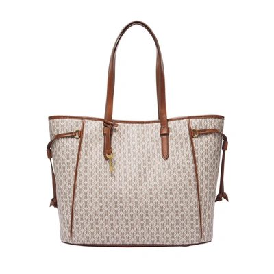 Shop Fossil Women's Charli Printed Pvc Tote In Beige