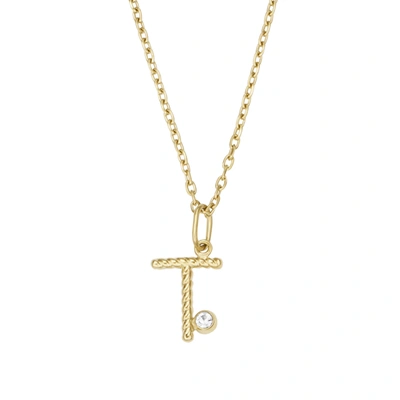 Shop Fossil Women's Gold-tone Stainless Steel Initial Pendant Necklace