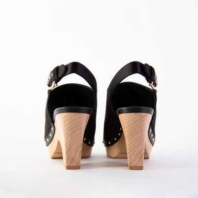 Shop Ferragamo Salvatore  Susanne Black Leather And Fabric Wedge Women's Sandals