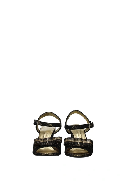 Shop Ferragamo Sandals Violet Suede Black Gold