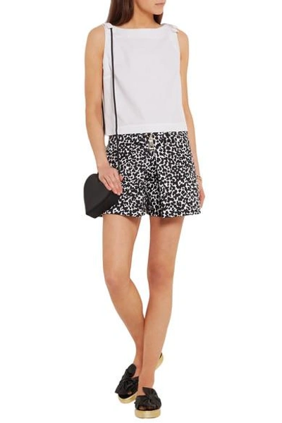 Shop Boutique Moschino Leopard-print Cotton-blend Poplin Shorts