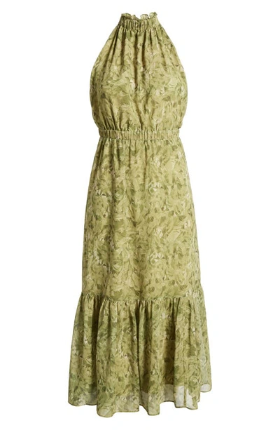 Chelsea28 Floral Print Halter Neck Maxi Dress In Olive Sway Brushes