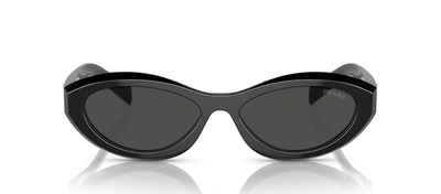 Shop Prada Pr 26zs 16k08z Oval Sunglasses In Grey