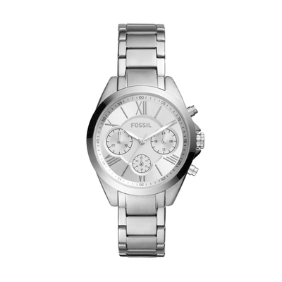 Shop Fossil Women's Modern Courier Midsize Chronograph, Stainless Steel Watch In Silver