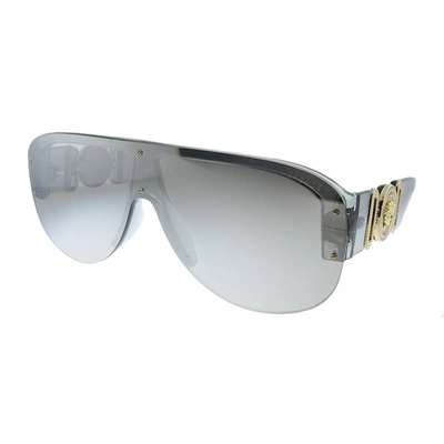Shop Versace Ve 4391 311/6g Unisex Shield Sunglasses In Grey