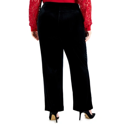 Kasper Plus Size Pull-on Wide-leg Knit Ankle Pants In Black