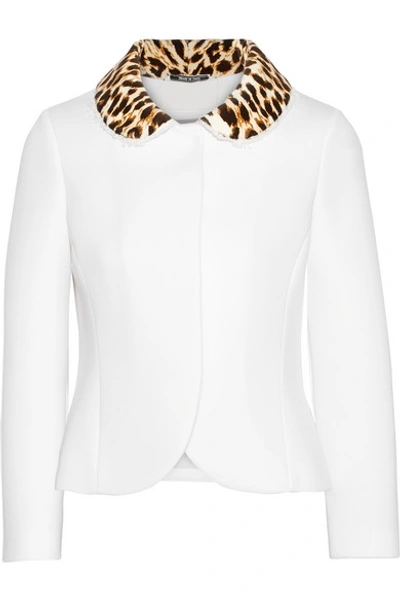 Shop Maison Margiela Leopard-print Velvet-trimmed Neoprene Jacket