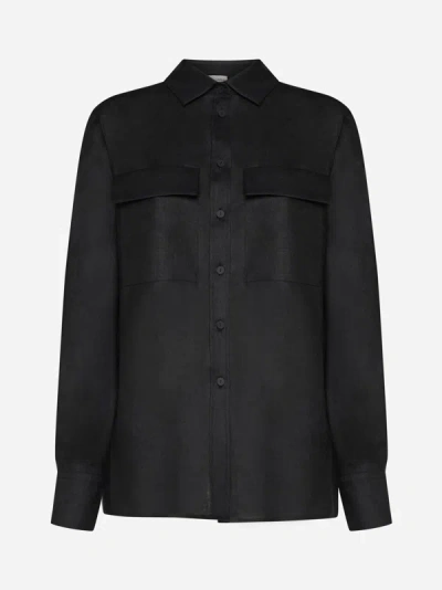 Shop Lardini Linen Shirt In Black