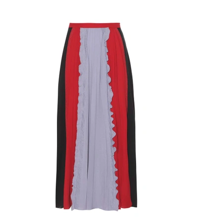 Valentino Pleated Silk Skirt In Multicoloured