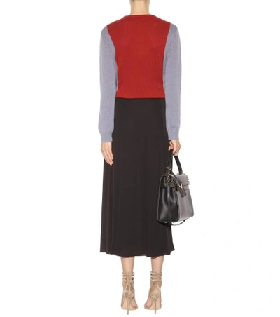 Shop Valentino Pleated Silk Skirt In Multicoloured