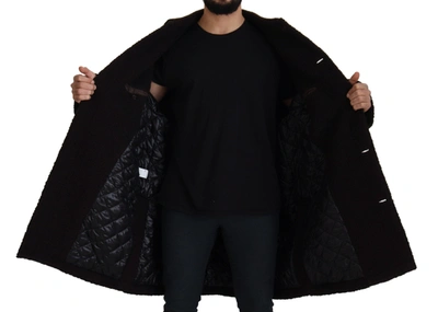 Shop Dolce & Gabbana Black Alpaca Button Down Trench Coat Men's Jacket