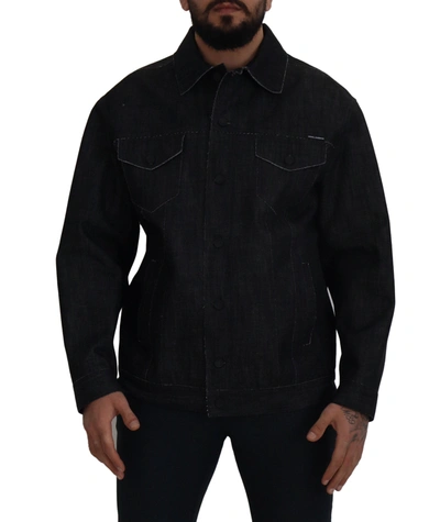 Shop Dolce & Gabbana Black Cotton Full Button Denim Men's Jacket
