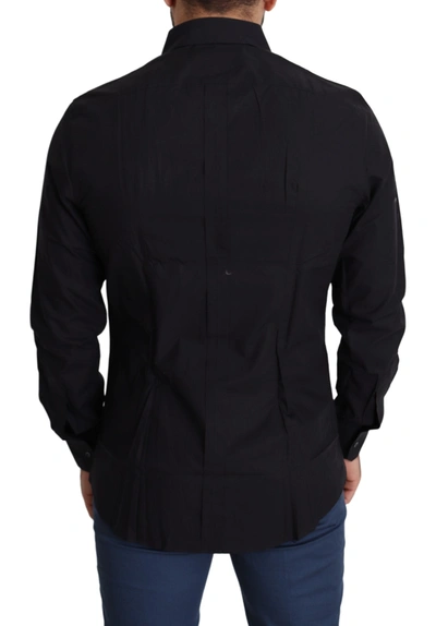 Shop Dolce & Gabbana Sleek Black Cotton Dress Men's Shirt