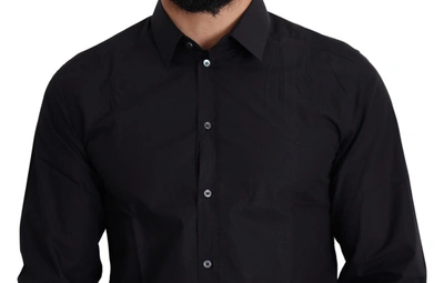 Shop Dolce & Gabbana Sleek Black Cotton Dress Men's Shirt