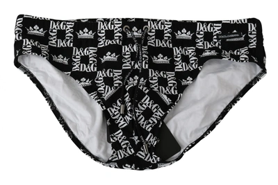Shop Dolce & Gabbana Black Dg Logo Beachwear Briefs Nylon Men's Swimwear