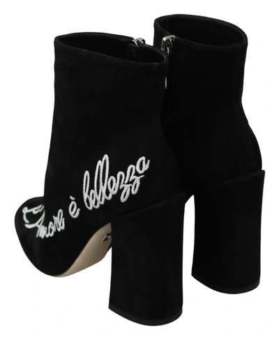 Shop Dolce & Gabbana Black Suede L'amore E'bellezza Boots Women's Shoes
