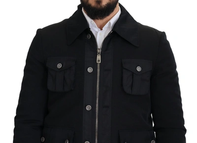 Shop Dolce & Gabbana Black Wool Collared Full Zip Men's Jacket