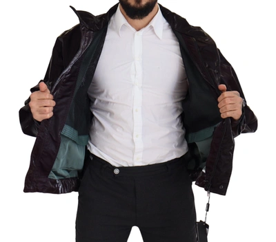 Shop Dolce & Gabbana Bordeaux Nylon Collared Men Coat Men's Jacket
