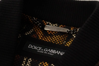 Shop Dolce & Gabbana Brown Feather Full Zip Blouson Men's Jacket
