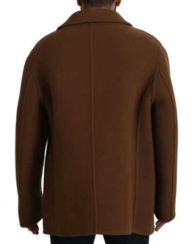 Shop Dolce & Gabbana Brown Nylon Double Breasted Coat Men's Jacket