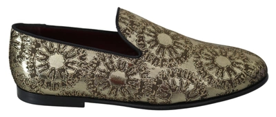 Shop Dolce & Gabbana Gold Bordeaux Loafers Slides Dress Men's Shoes