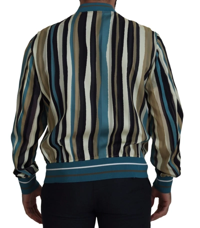 Shop Dolce & Gabbana Multicolor Viscose Stripes Full Zip Men's Jacket