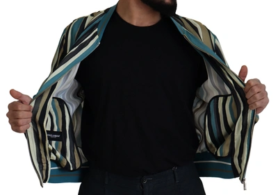 Shop Dolce & Gabbana Multicolor Viscose Stripes Full Zip Men's Jacket