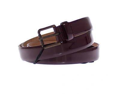 Dolce & Gabbana Purple Leather Logo Cintura Gürtel Belt In Purple