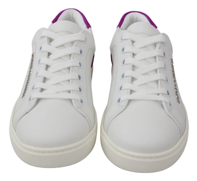 Shop Dolce & Gabbana White Purple Leather Logo Womens Shoes