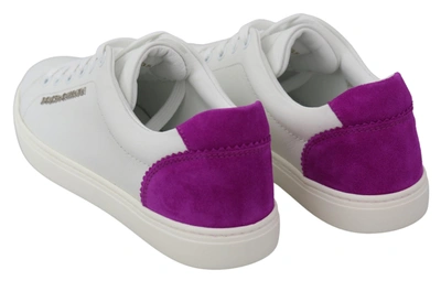 Shop Dolce & Gabbana White Purple Leather Logo Womens Shoes