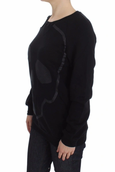 Shop Exte Chic Skull Motif Crew-neck Cotton Women's Sweater In Black