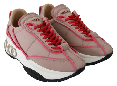 Shop Jimmy Choo Ballet Pink And Red Raine Women's Sneakers