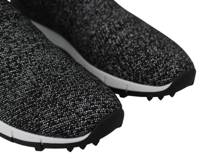 Shop Jimmy Choo Black Silver Lurex Mix Norway Women's Sneakers In Black | Silver