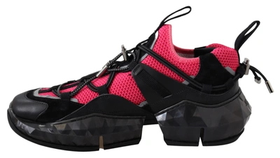 Shop Jimmy Choo Diamond Black Pink Leather Women's Sneaker In Black | Silver