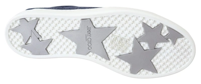 Jimmy Choo Chic Slip-on Blue Denim Suede Sneakers In Blue