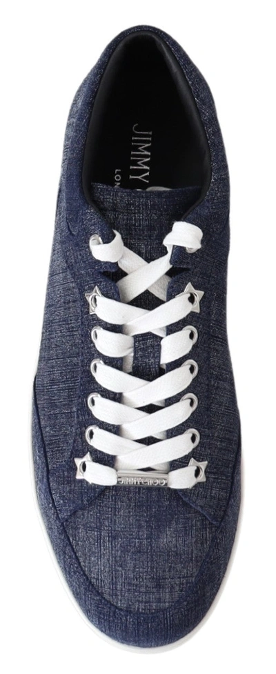 Jimmy Choo Chic Slip-on Blue Denim Suede Sneakers In Blue
