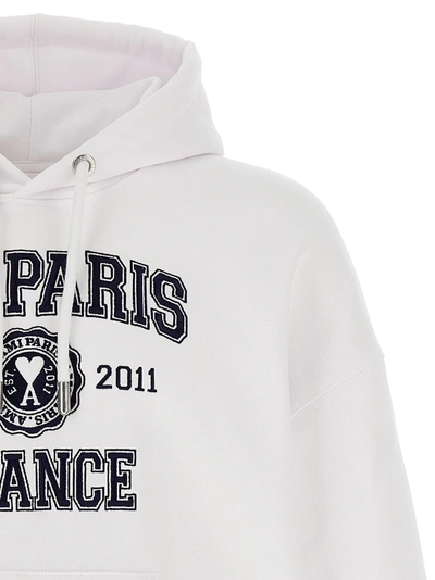 Shop Ami Alexandre Mattiussi Logo Embroidery Hoodie Sweatshirt White