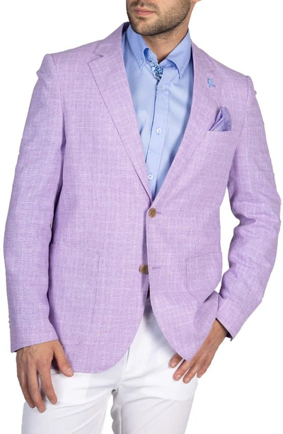 Shop Tailorbyrd Micro Plaid Linen Blend Sportcoat In Lilac