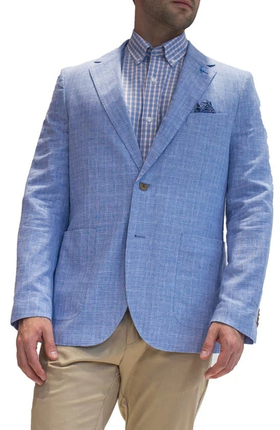 Shop Tailorbyrd Micro Plaid Linen Blend Sportcoat In Blue