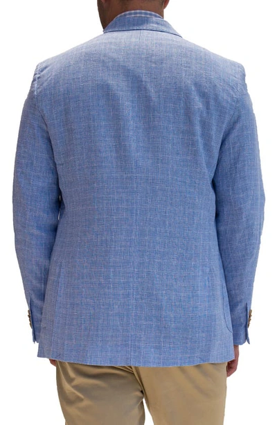 Shop Tailorbyrd Micro Plaid Linen Blend Sportcoat In Blue