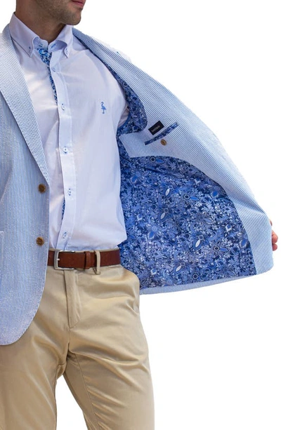 Tailorbyrd Modern Fit Striped Seersucker Sport Coat In Blue