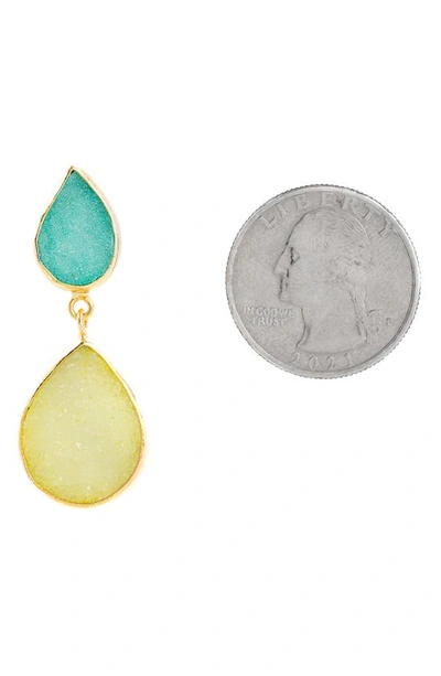 Saachi 18k Plated Agate Druzy Drop Earrings In Turquoise