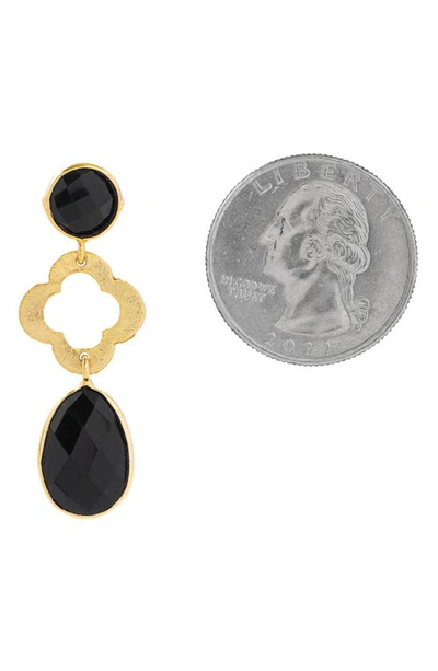 Saachi Quatrefoil Stone Drop Earrings In Black