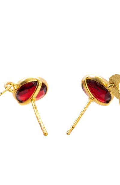 Saachi Quatrefoil Stone Drop Earrings In Red