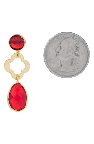 Saachi Quatrefoil Stone Drop Earrings In Red