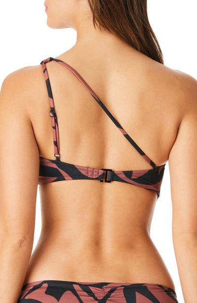 Sanctuary Abstract Animal One Shoulder Bikini Top Cinch Back Hipster Bikini Bottoms In Earth