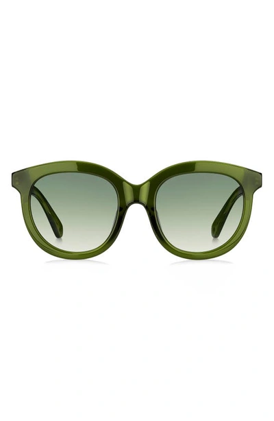 Shop Kate Spade Lillian 53mm Round Sunglasses In Crystal Green/ Green Shaded