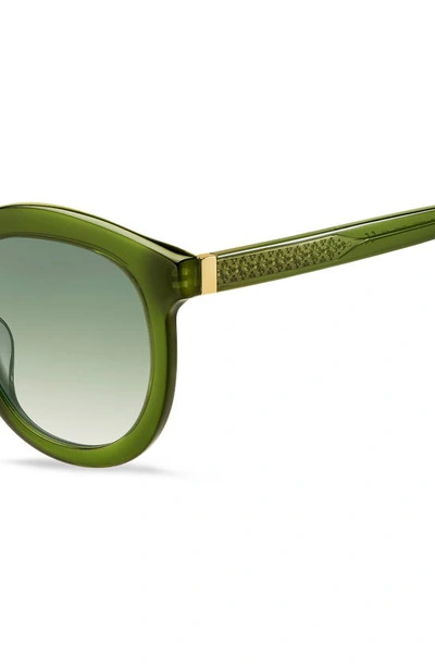 Shop Kate Spade Lillian 53mm Round Sunglasses In Crystal Green/ Green Shaded