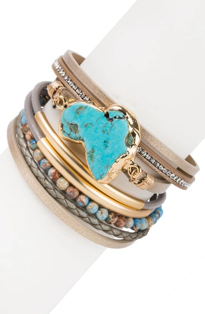 Saachi Soraya Stone Bracelet In Taupe