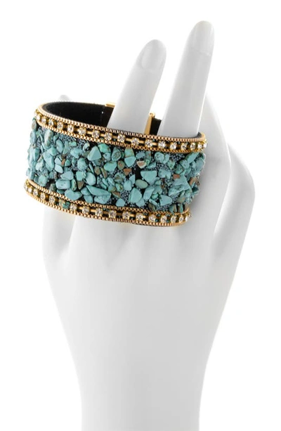 Shop Saachi Gravel Beaded Bracelet In Aqua Blue